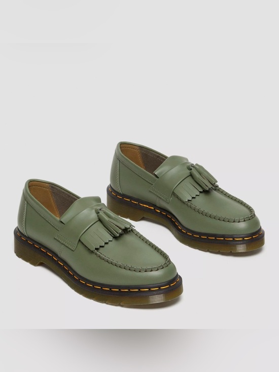 Dr. Martens Shoes - Dr Martens Adrian Khaki Green Leather Tassel Loafers Unisex M8 W9 NWOT